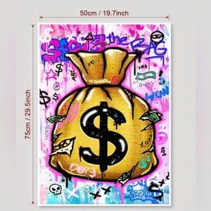 1pc Contemporary Fabric Money Doodle Art Poster